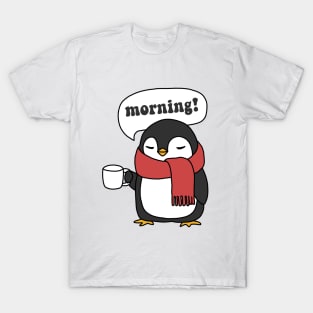 Penguin Drinking Coffee T-Shirt